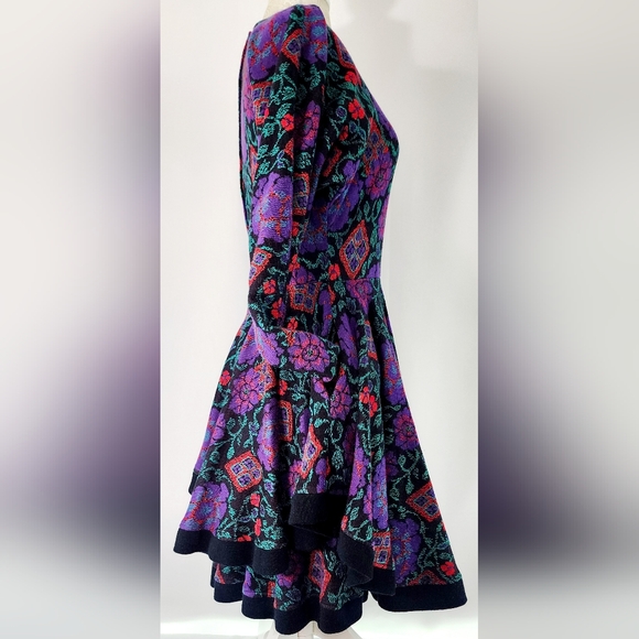 Vintage Barboglio Cristina-jan long sleeve floral tapestry ruffle dress - Picture 5 of 9